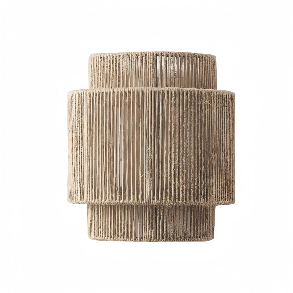 Vintage Wabi-Sabi wall lamp with natural jute rope shade for rustic, durable bedroom lighting