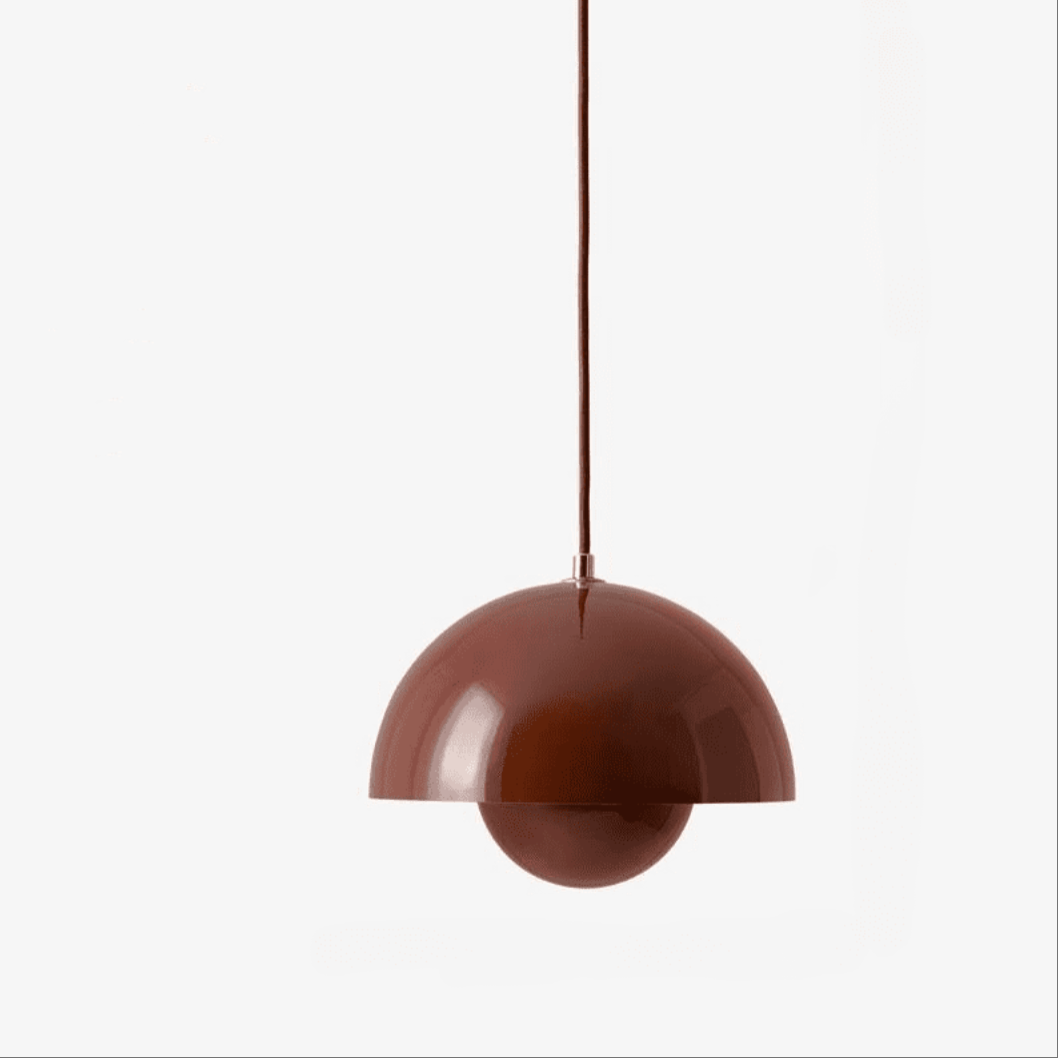 Modern Nordic kitchen island pendant lighting in brown mushroom design with warm light and iron art finish