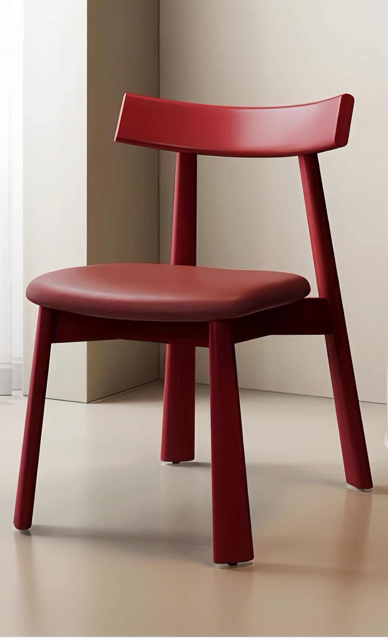 Modern minimalist solid wood oar backrest dining chair with leather padded seat, ideal for home and hotel use