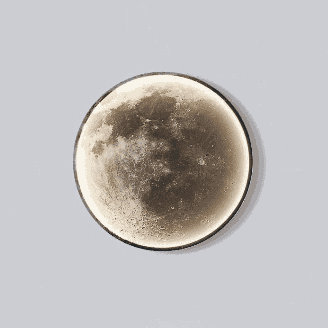 Modern Moon Wall Light with warm dimmable LED light, metal and acrylic design, perfect for elegant home decor.