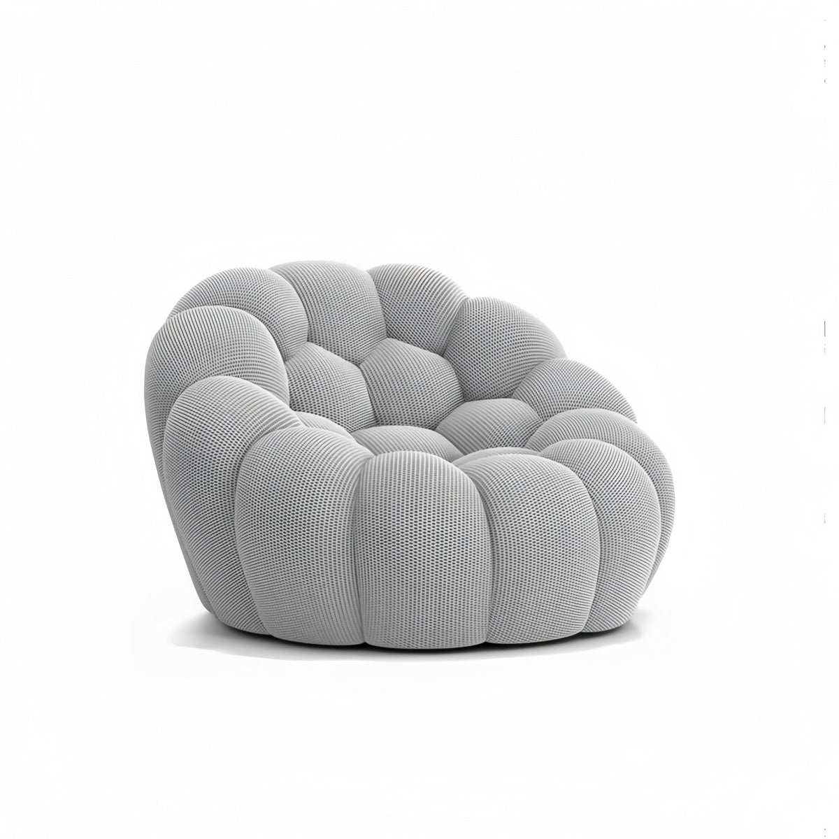 Minimalist cream bubble sofa with natural latex cushions and solid wood frame in French Rochefort style