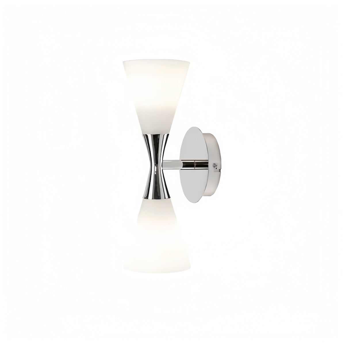 Nordic modern hourglass wall sconce with frosted glass and chrome finish for living room and bedroom lighting