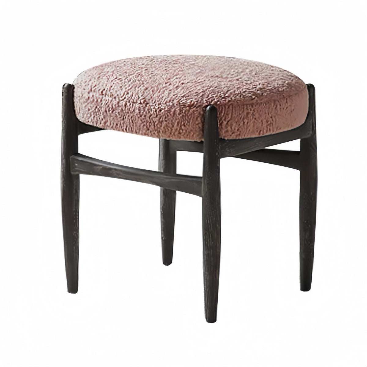 Nordic smoked oak vanity stool with velvet cushion and smoked oak legs