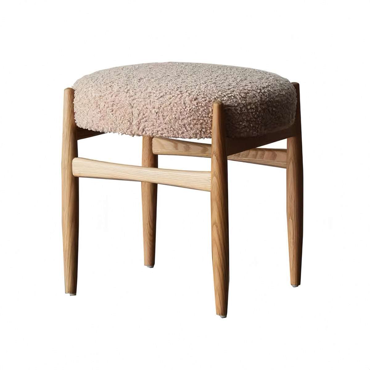 Nordic smoked oak vanity stool with velvet cushion and solid oak legs for bedroom or dressing area seating