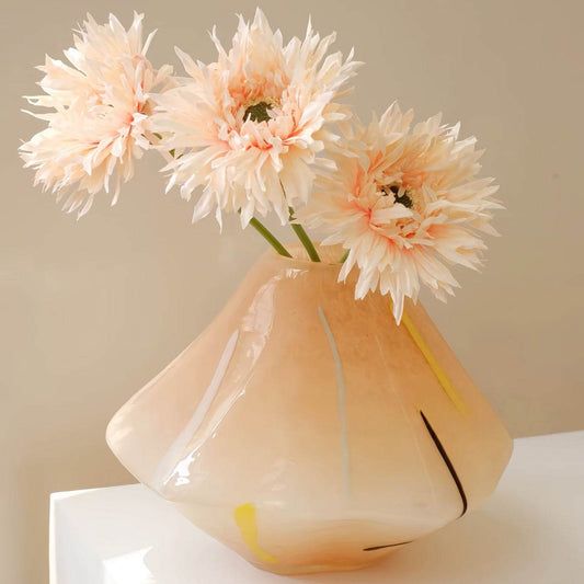 Handmade gradient geometric art glass vase with smooth curves and elegant design for modern decor