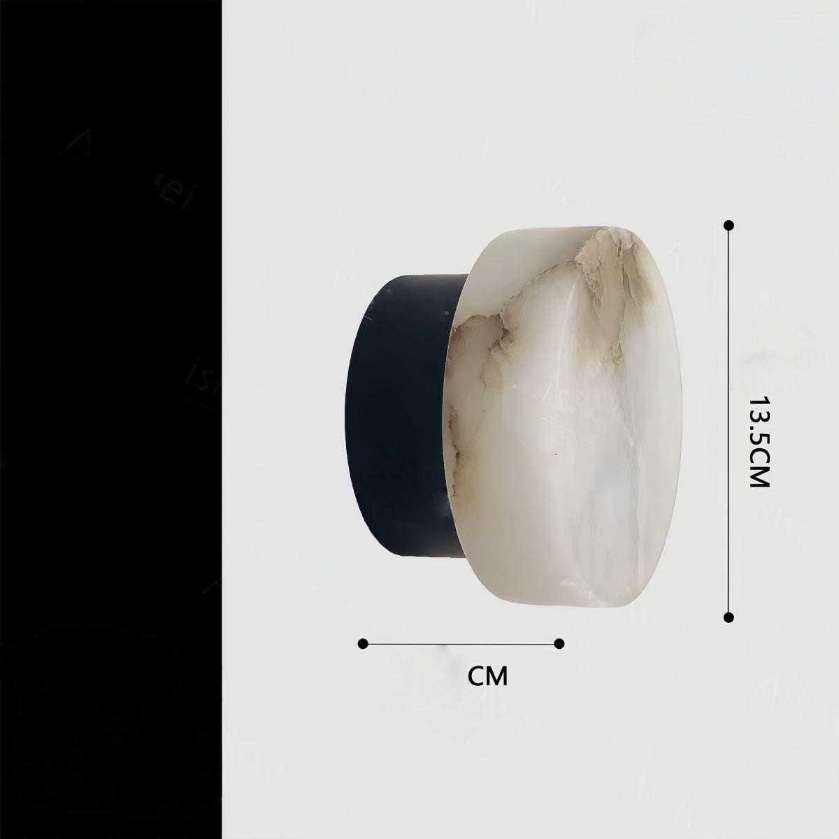 Natural Onyx Wall Lamp with minimalist round design and warm cream glow