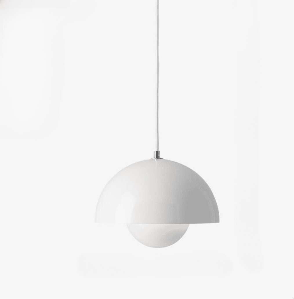 Modern Nordic kitchen island pendant lighting with mushroom design in white, iron art construction, warm LED light
