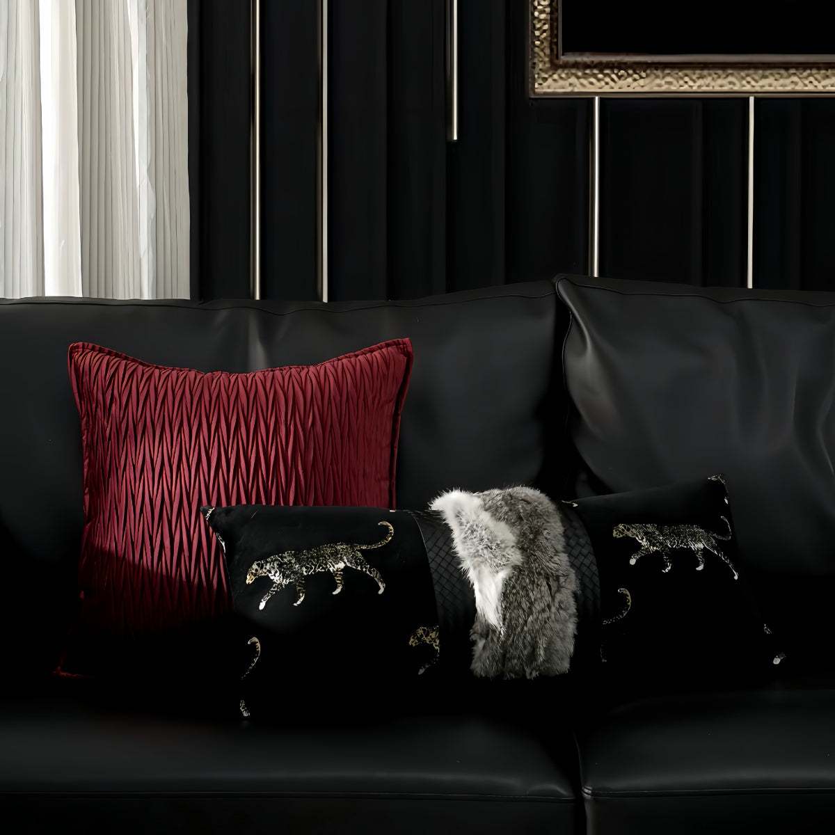 Zhūsha Luxury Imported White Fox Fur Throw Pillow with soft, white, plush fur for sofa decor